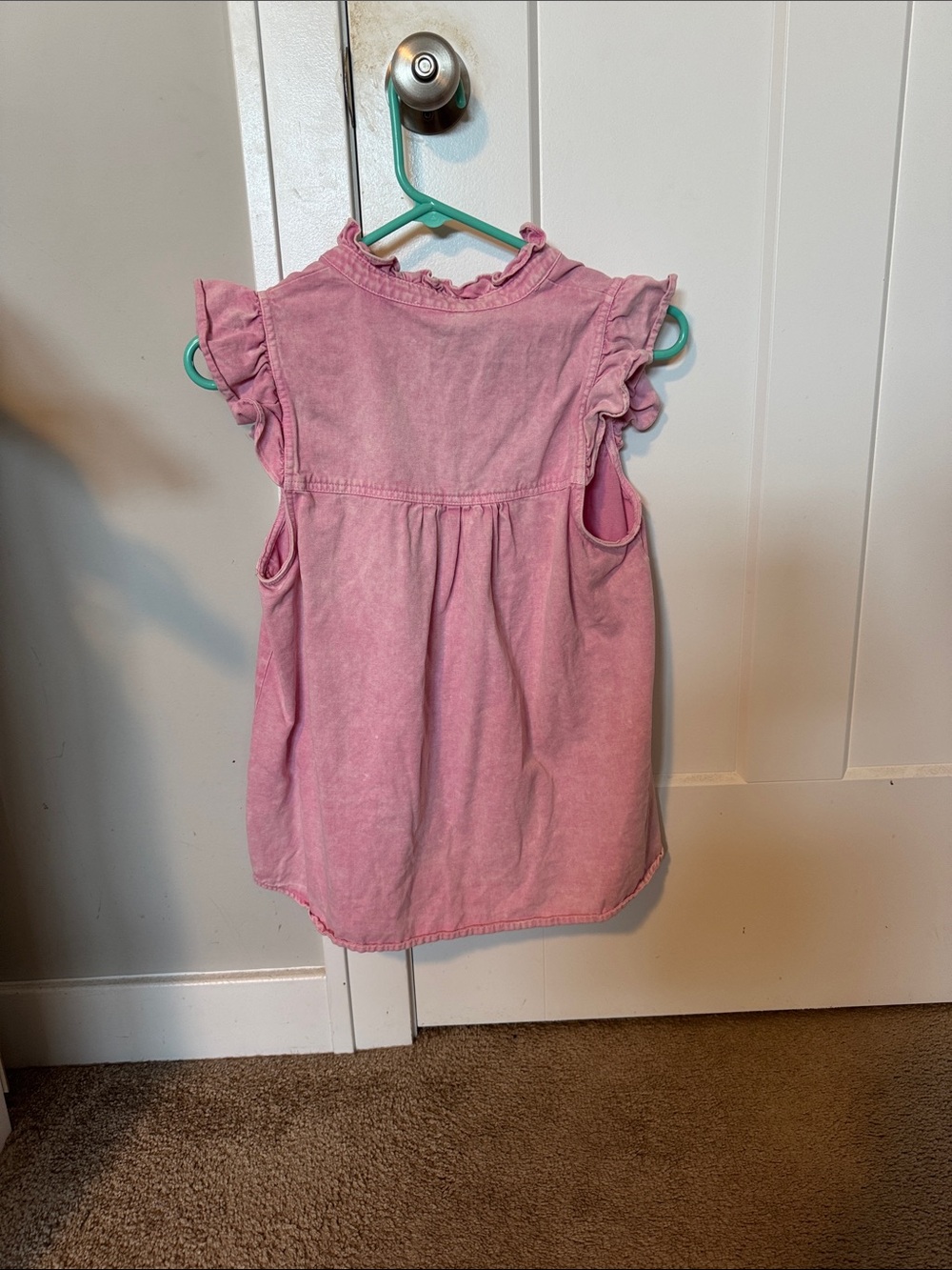entro Pink Ruffle Button-Front Girls Top - Picture 2 of 2